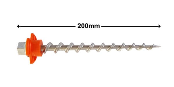 200mm Long Ground Dogs bolt on white background with 200 mm measurement